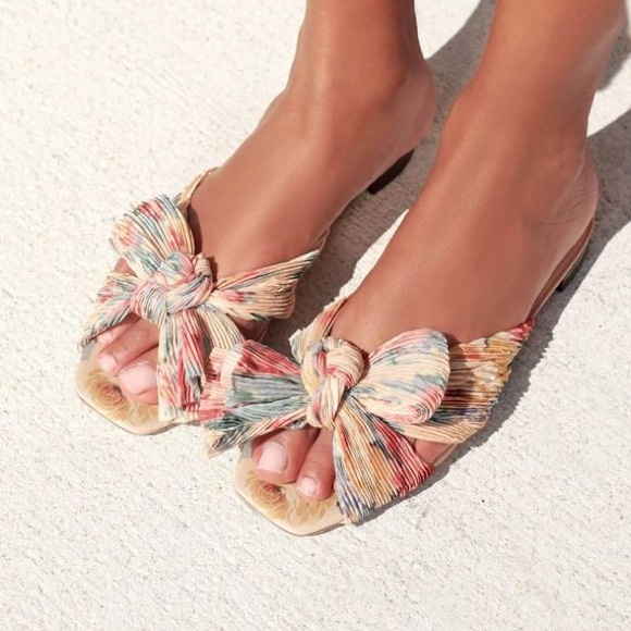 Loeffler Randall Shoes - Loeffler Randall Daphne Floral Pleated Bow Flat Sandal sz 9